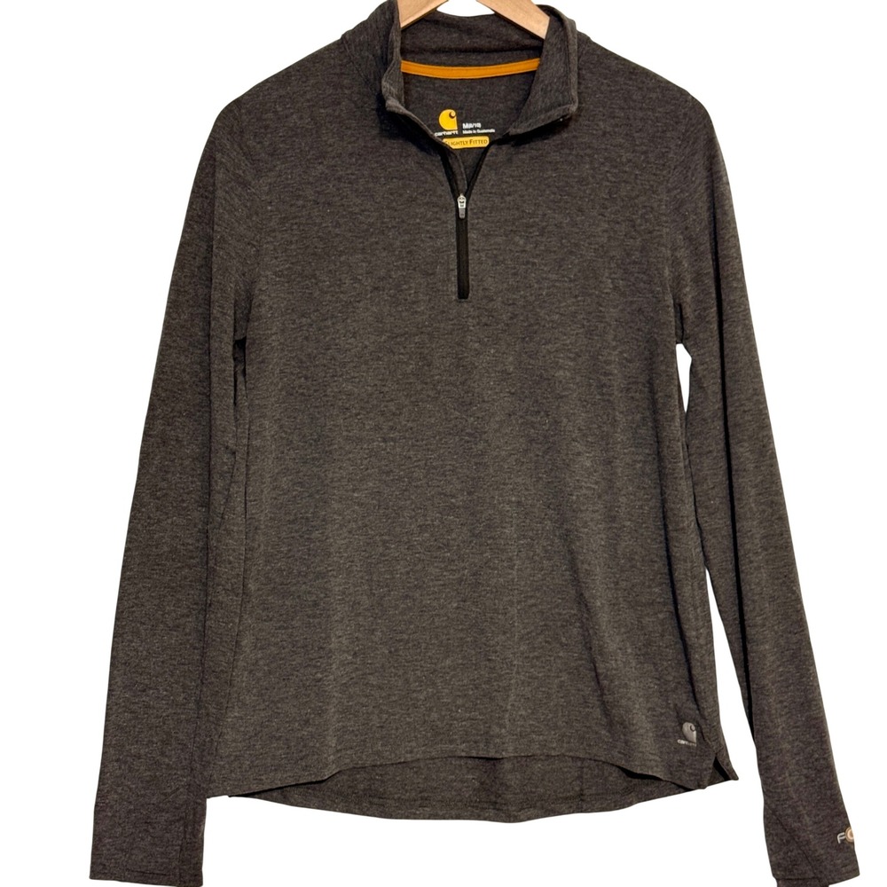 Carhartt Force Quarter Zip Pullover Sweatshirt Gray M 8 10 Slightly Fitted